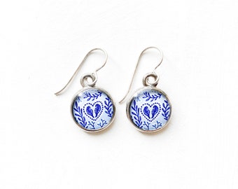 Heart Silver Earrings, Lovebird Earrings, Bird Earrings, Earrings for Loved Ones, Valentine Earrings, Valentine Gifts