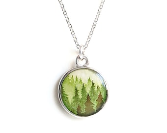 Forest Print Necklace: Handmade Nature Lover Gift