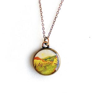 Autumn Road Bronze Necklace, Autumn Necklace, Fall Colors, Leaves Changing