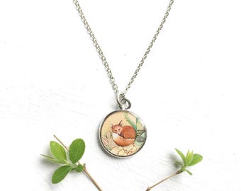 Handmade Fox Necklace: Silver Woodland Creature Art Pendant