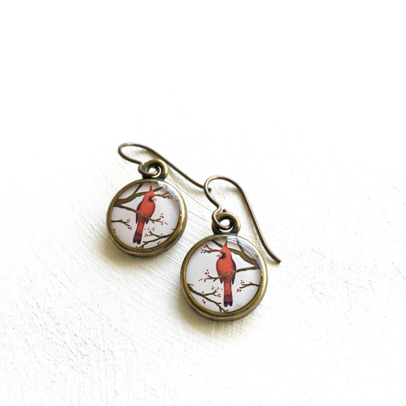 Cardinal Bird Cardinal Earrings Red Earrings Cardinal Etsy