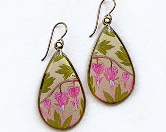 Bleeding Heart Earrings, Bleeding Heart, Heart Earrings, Flower Earrings