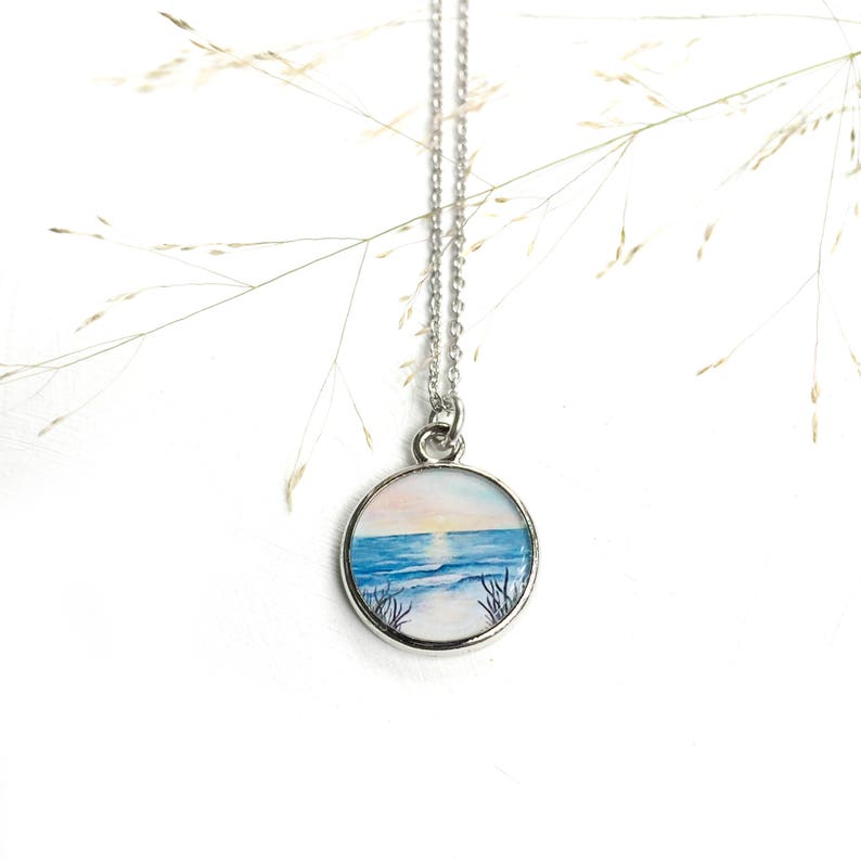 Beach Print Ocean Necklace Beach Lover Gift Beach Necklace - Etsy