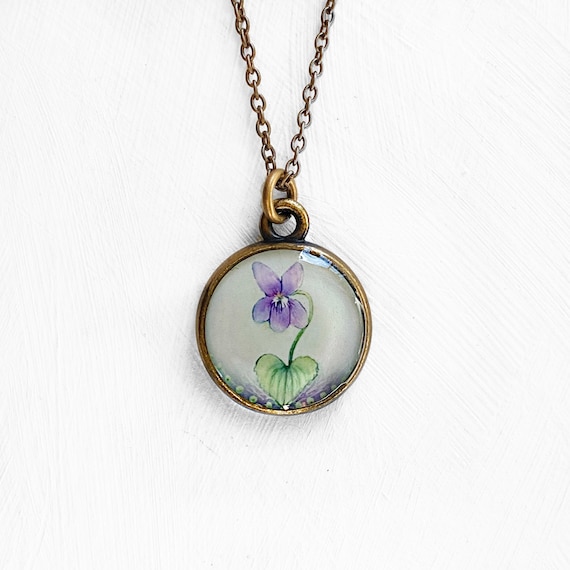 Purple flower necklace clearance