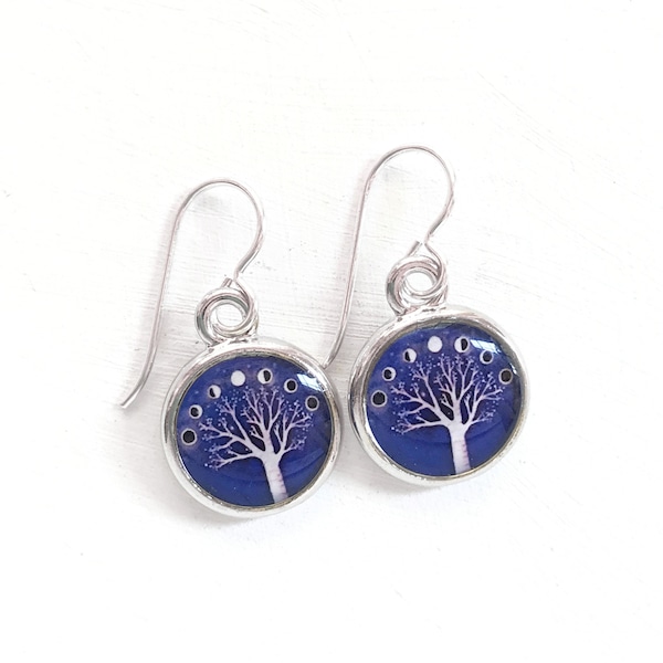 MOON JEWELRY | Phases of the Moon Earrings | Tree of Life Earrings, Purple Earrings, Moonphase Earrings, goddess earrings, Tree Earrings