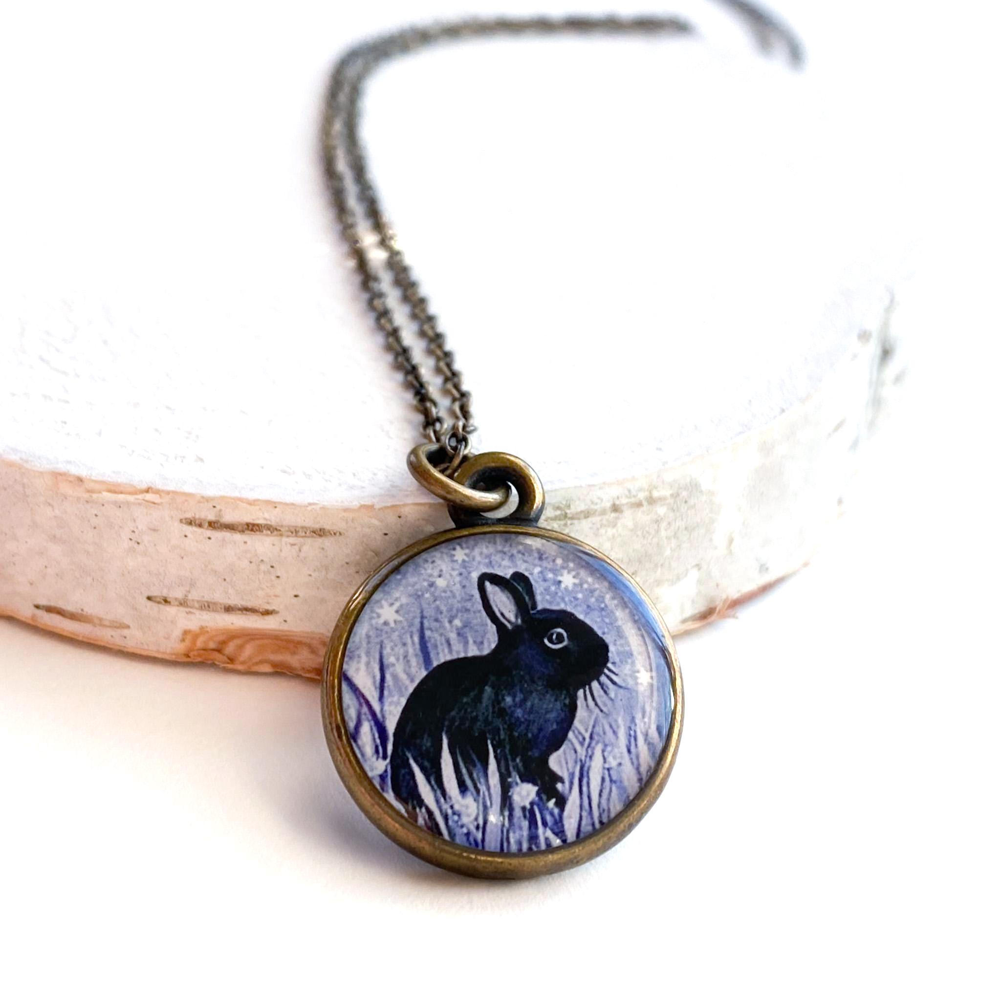 Black Rabbit Pendant - Etsy