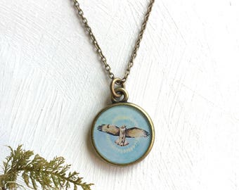 Red Tailed Hawk Bronze Necklace, Hawk Necklace, Bird Necklace, Hawk Medicine