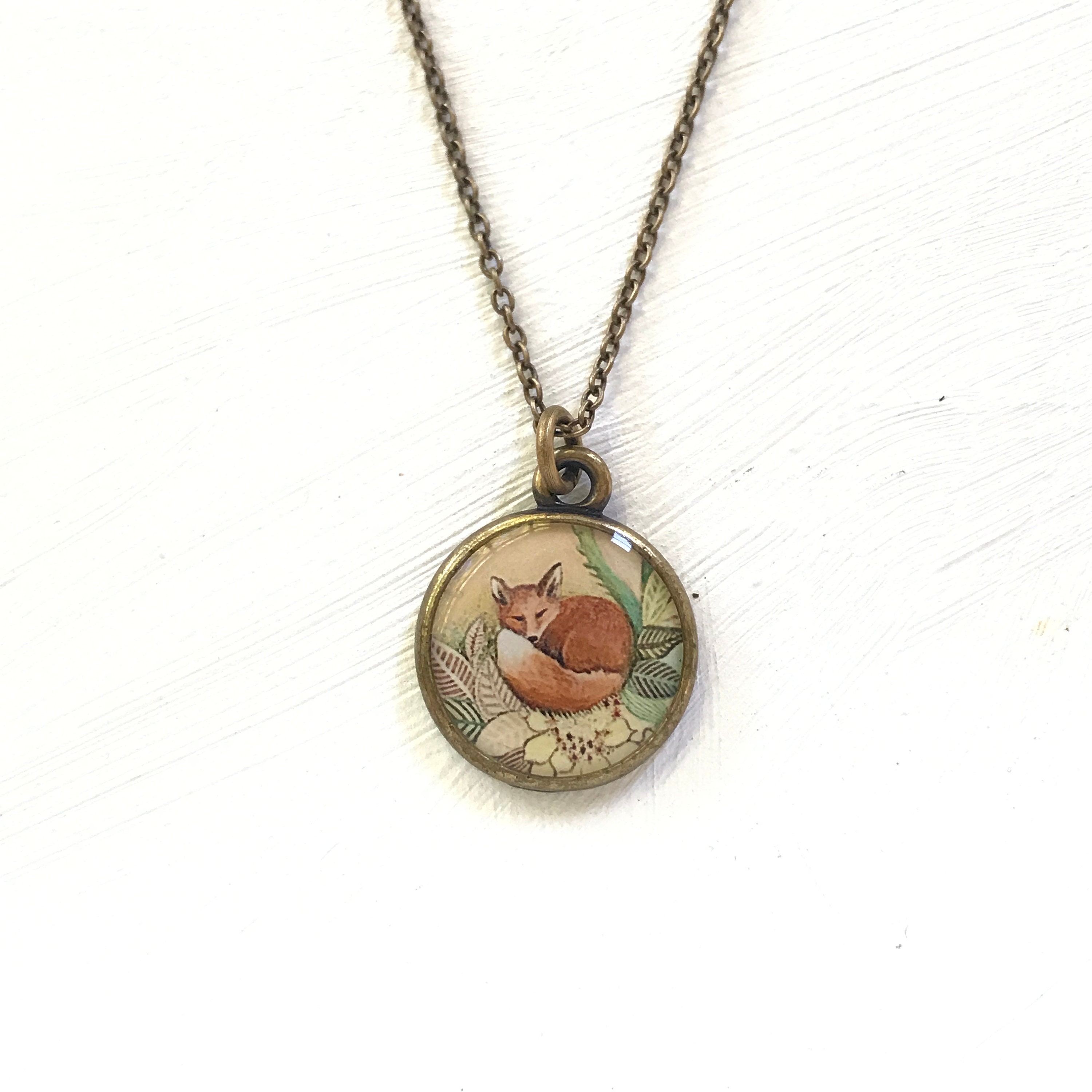 Handmade FOX NECKLACE Illustrated Fox Jewelry Red Fox | Etsy