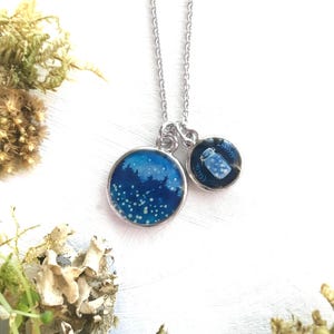 Leuchtkäfer-Halskette, Leuchtkäfer-Schmuck, Blitz-Käfer, Leuchtkäfer im Glas, handgemachte Halskette, Blitz-Käfer, Firefly Art, Nachthimmel