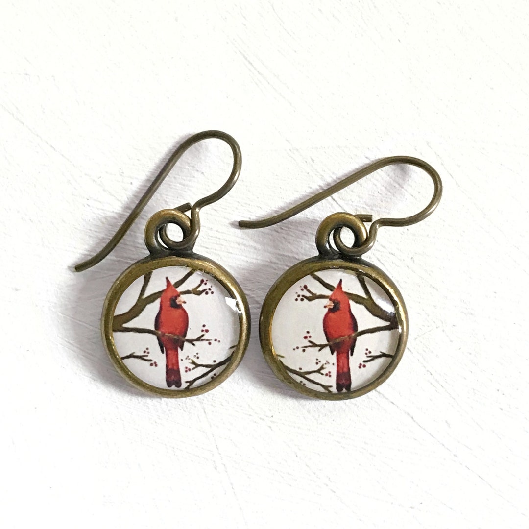 Cardinal Bird, Cardinal Earrings, Red Earrings, Cardinal Jewelry, Red