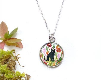 Cat Necklace, Black Cat, Cat Jewelry, Gift for Cat Lover, Little Black Cat