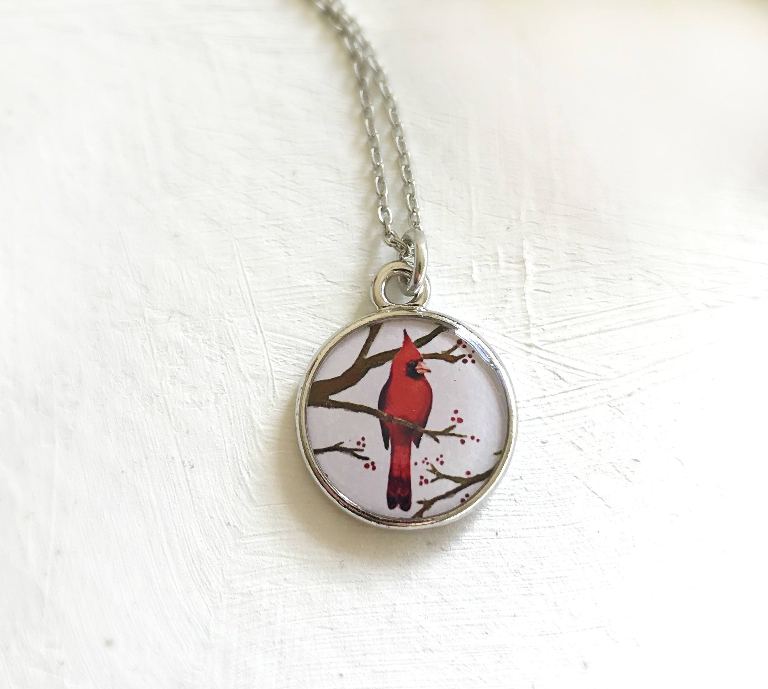 BIRD NECKLACE Red Cardinal Jewelry Birder Mom Etsy