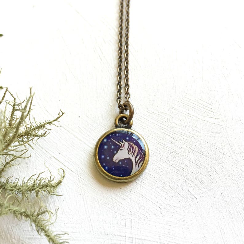 Small Unicorn Necklace  Beautiful Delicate Unicorn Art Gift image 0