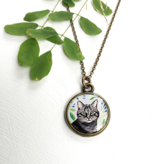 Tabby Cat Bronze Necklace Cat Necklace Tabby Cats Cat Jewelry
