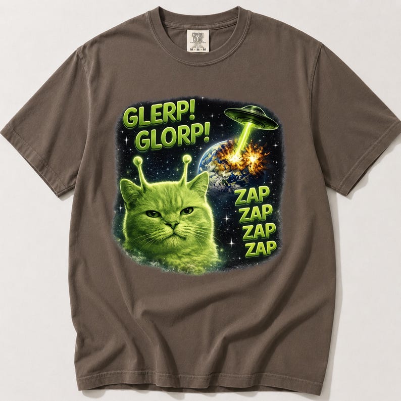 Glerp Glorp Funny Alien Cat Meme Tee Shirt Gift for Woman and Man ...