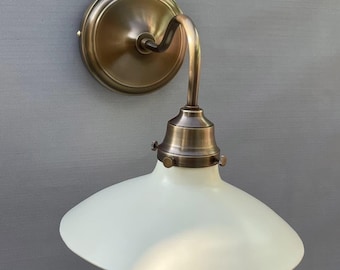Vintage koperen wandkandelaar | Industriële Edison-lamp met witte kap