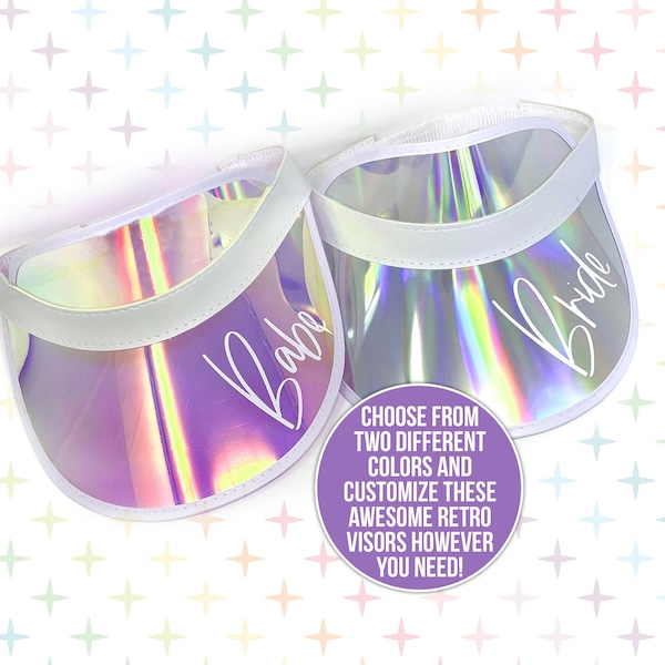 bachelorette party visor favors retro holographic sun visors for bridal party bachelorette parties iridescent visors personalized or generic