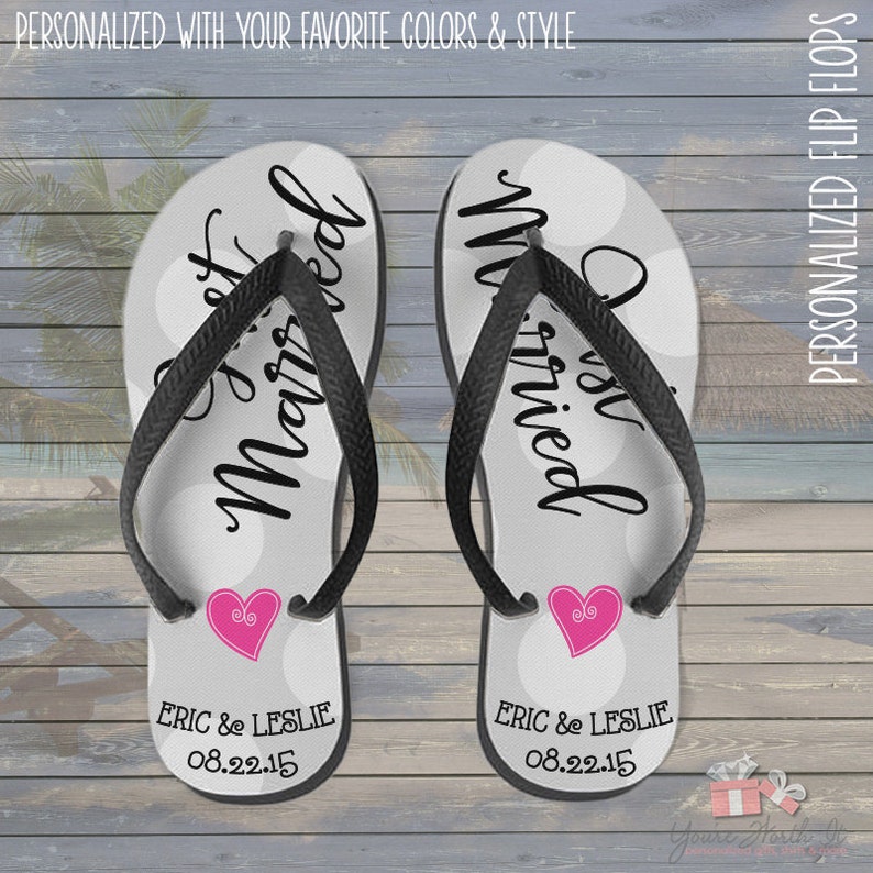 Wedding Flip Flops Personalized Just Married Wedding Flip Etsy