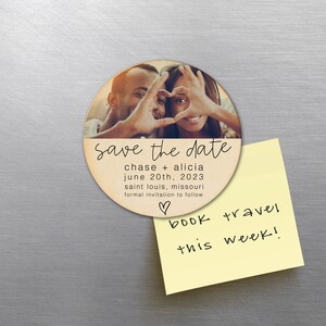 save the date wood magnet | photo save the date magnet wood round circle magnet couples save the date lightweight wood magnet 22MAG-005