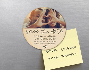 save the date wood magnet | photo save the date magnet wood round circle magnet couples save the date lightweight wood magnet 22MAG-005