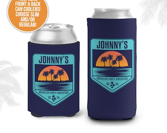 Bachelor party can coolies | beach bachelor party custom beverage insulators | slim or regular can size party favors MCC-208