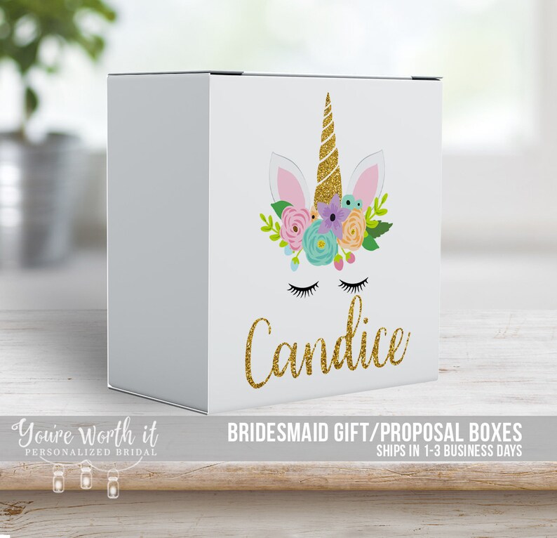 Flower girl proposal box unicorn bridesmaid box flower girl Etsy