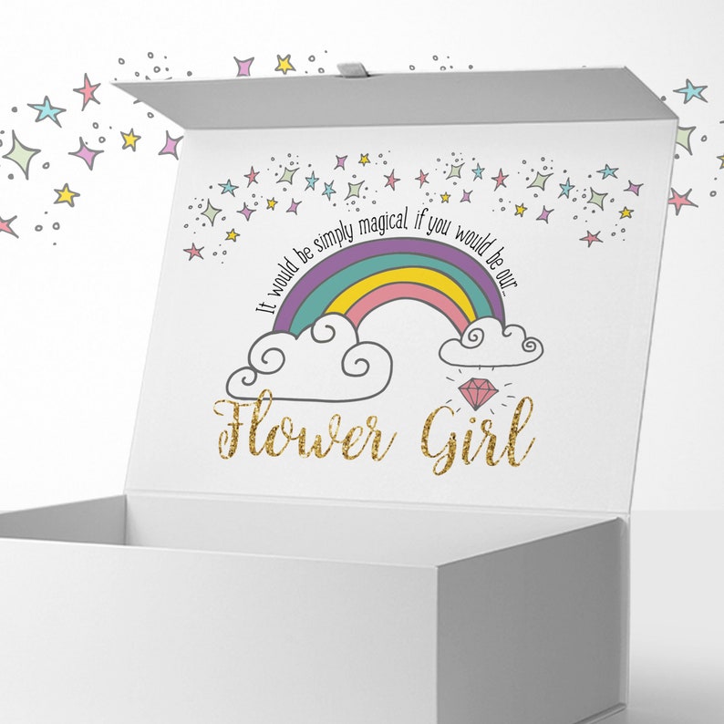 Flower Girl Proposal Box Unicorn Bridesmaid Box Flower Girl Etsy