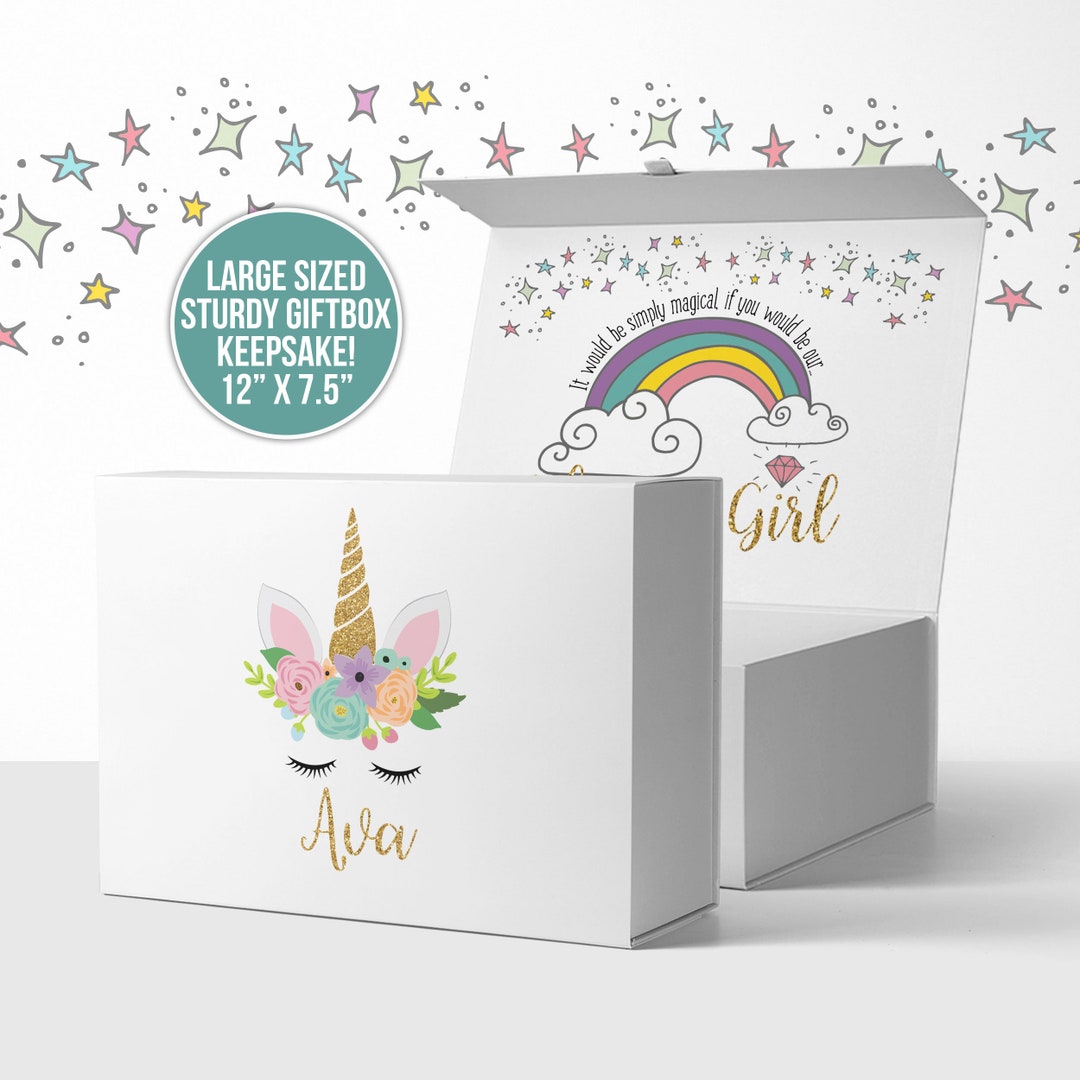 Flower Girl Proposal Box Unicorn Bridesmaid Box, Flower Girl Gift Boxes