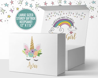 Flower girl proposal box unicorn bridesmaid box, flower girl gift boxes magical rainbow unicorn flower girl box will you be my  MBMB-006