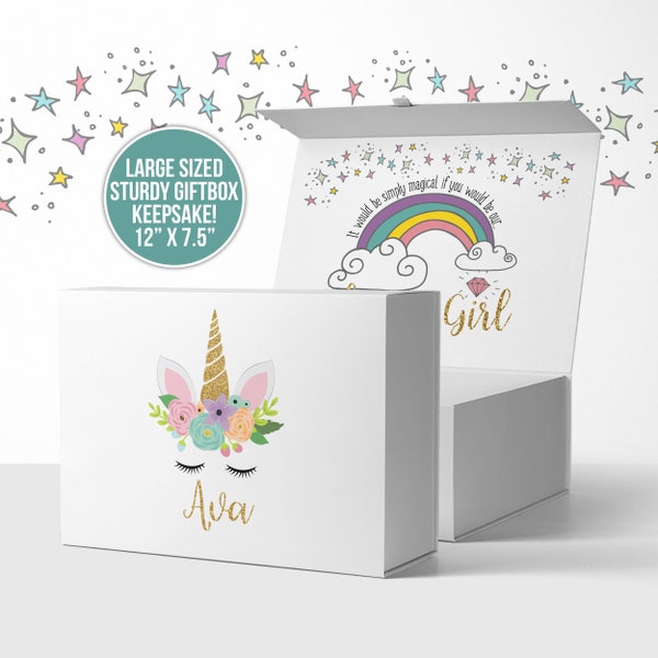 Flower girl proposal box unicorn bridesmaid box, flower girl gift boxes magical rainbow unicorn flower girl box will you be my  MBMB-006