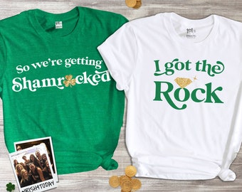 st. patricks day bachelorette shirts | get shamrocked i got the rock lets get shamrocked bachelorette st pattys day unisex shirts 22BRDL-028