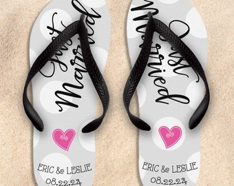 wedding flip flops - personalized just married wedding flip flops WJMFF