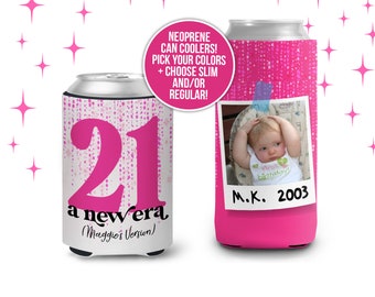 21st birthday a new era can coolers taylor inspired slim or regular personalized 21st birthday can coolers birthday party favors MCC-294