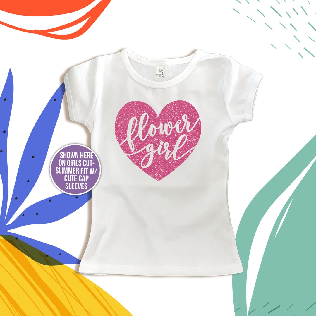 Flower Girl Shirt Sparkly Glitter Heart flower - Etsy