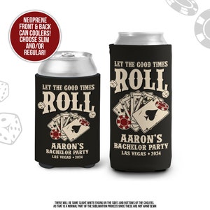Bachelor party can coolies | let the good times roll personalized beverage insulators | casino vegas slim or regular can size favors MCC-324