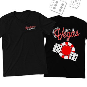 Bachelor party | personalized what happens in vegas stays bachelor party DARK tshirt | las vegas bachelor party unisex shirt 22BRDL-046-D