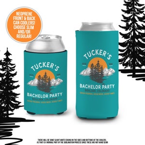 Bachelor party can coolies | good friends good beer good times personalized beverage insulators | slim or regular can size favors MCC-150