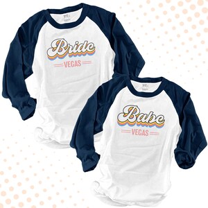 Bachelorette party shirts | Bride or Babe groovy retro unisex raglan shirt | funny bachelorette party shirts | 22BRDL-033-R