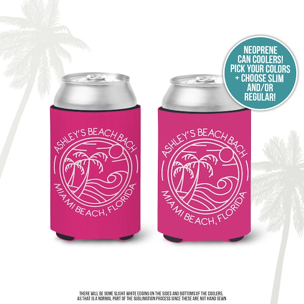 Personalized Beach Bachelorette Party Can Coolers - Custom Koozies for Brides & Bridesmaids  Great Beach Party Favors