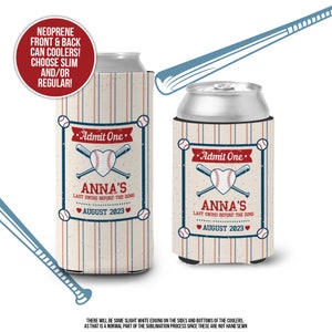 bachelorette party  / party can coolers, beverage insulators for wedding bachelor parties BASEBALL last swing before the ring MCC-283