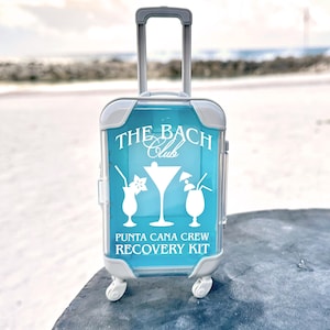 the bach club bachelorette party mini suitcase party favors destination bachelorette parties travel kits recovery kits DIY cases