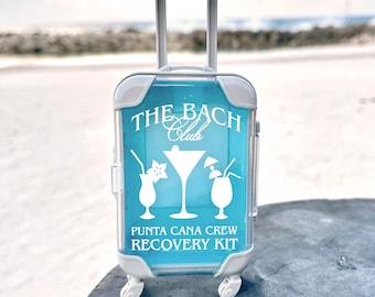 the bach club bachelorette party mini suitcase party favors destination bachelorette parties travel kits recovery kits DIY cases