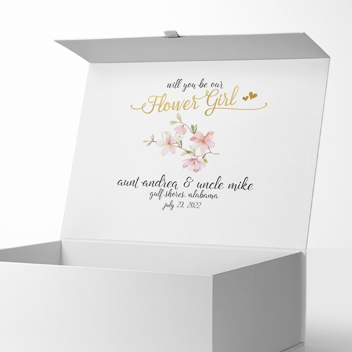 Flower Girl Proposal Box Gold Foil Bridesmaid Box Flower Girl Etsy