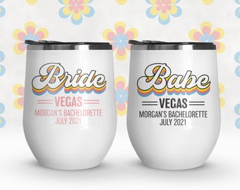 Bachelorette party drinkware | stemless wine tumbler | bride or babe stainless steel 12oz wine tumbler |bachelorette party favor MWG-SUB-013