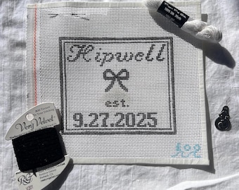 Trouwdatum op maat: geverfd borduurcanvas
