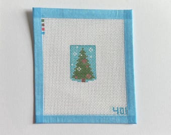 Mini árbol de Navidad - Lienzo pintado para bordar