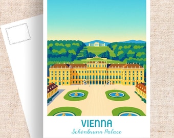 Postal de arte del Palacio de Schönbrunn de Viena, recuerdo de viaje de Austria