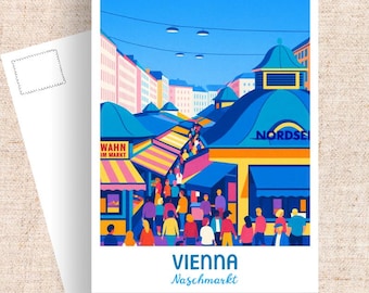 Wiedeń Austria Pocztówka podróżnicza, targ Naschmarkt Art