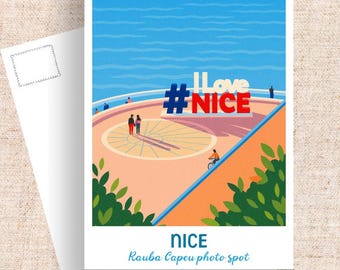 Nice France Travel Postcard, Rauba Capeu Art