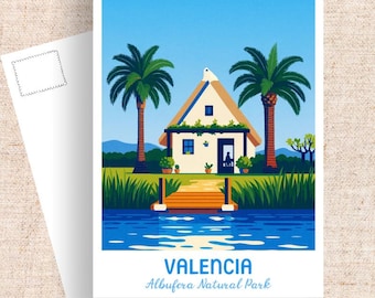 Valencia Spain Travel Postcard, Albufera Natural Park Art